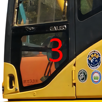 Замена окна землекопа низшей должности NO.3 левой двери кабины KOMATSU OEM стеклянная