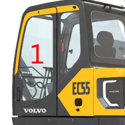 Замена окна землекопа положения NO.1 левой двери лобового стекла EC55 VOLVO стеклянная